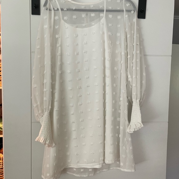 White Swiss Dot Mini Dress - Picture 2 of 3